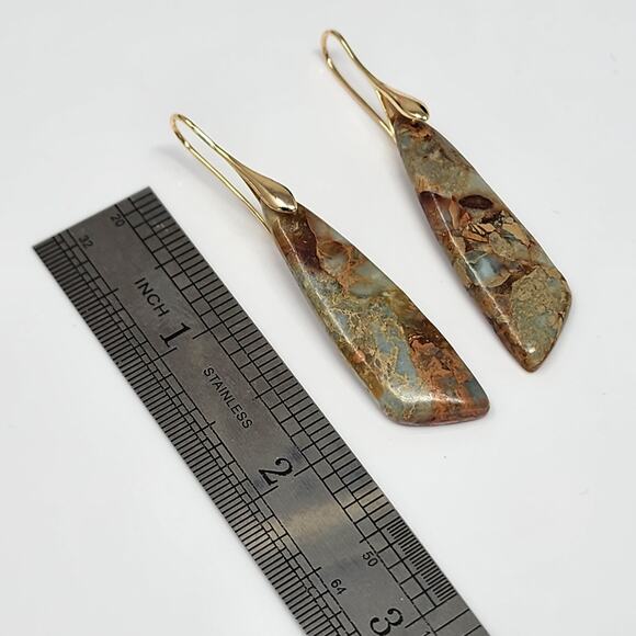 Green Marbled Dangle Earrings - Picture 10 of 10